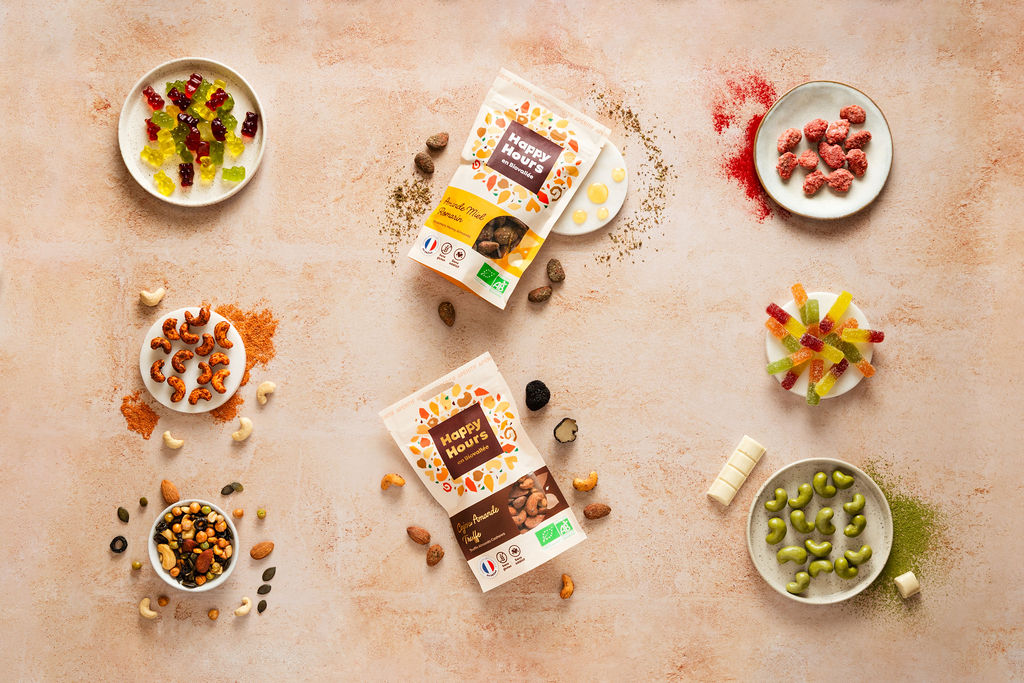 fruits-secs-nouveautes-2026-happy-hours-en-biovallee 8 références de fruits secs bonbons et sachets Happy Hours en Biovallée